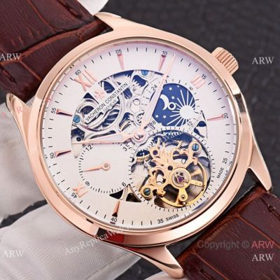 Vacheron Constantin Grand Complication Watch Rose Gold Brown Leather Band